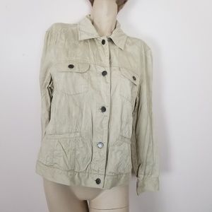 J. Jill khaki floral print jacket size medium